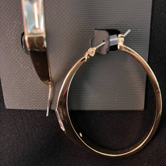 Vince Camuto Gold Hoop Earrings With Crystal Accent - Picture 2 of 3